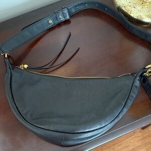 HOBO Black Leather Bag with Gold Zipper
